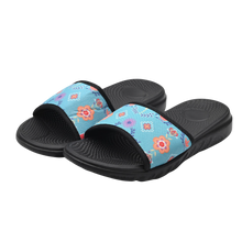 SLIPPERS FLORAL 36-41 TURQUOISE/BLACK