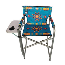 DIRECTOR CHAIR TALL TURQUOISE STARBURST W TABLE