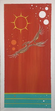 CANVAS PAINTING 24x12 INDIGENOUS MADE "FREEDOM EAGLE W THE SUN"