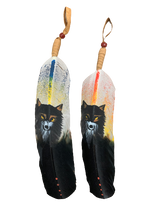 HANDPAINTED FEATHER WOLF 6-8"  DESIGN