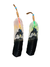 HANDPAINTED FEATHER WOLF 6-8" END OF THE TRAIL DESIGN