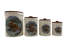 CERAMIC CROCKERY CANISTER SET 4PIECES WITH LID DESIGN BEAR FISHING