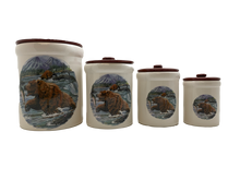CERAMIC CROCKERY CANISTER SET 4PIECES WITH LID DESIGN BEAR FISHING