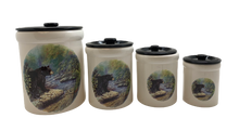 CERAMIC CROCKERY CANISTER SET 4PIECES WITH LID DESIGN BEAR STREAM