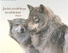 POSTER PRINT "TWO GREY WOLVES " 16" X 20" LEANIN TREE