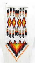 BEADED POUCH CASE 4" x 7' FEATHER DESIGN - WHITE