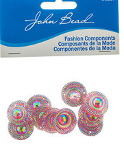 SEW-ON PEACOCK STONE ROUND PINK AB 10PCS 20mm