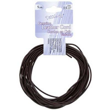 LEATHER CORD BROWN RND 1.5mm 5yds DAZZLE-IT