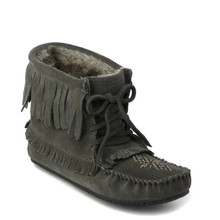 HARVESTER LINED CHARCOAL LADIES 5-10 SUEDE MOCCASIN