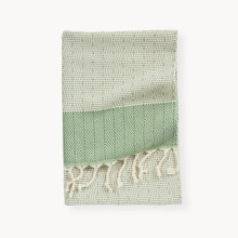 HAND TOWEL 20x30 LINED DIAMOND WITH FRINGE GREEN