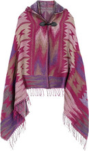 TRIBAL PONCHO BURGUNDY  WITH HOOD & BUTTON