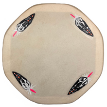 DRUM 8" RAWHIDE HAND PAINTED INDIGENOUS MADE - 4 FEATHERS