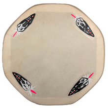 DRUM 8" RAWHIDE HAND PAINTED INDIGENOUS MADE - 4 FEATHERS