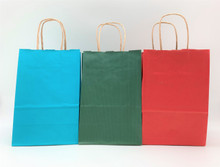 GIFT BAG SM TURQ. BLUE .RED OR GREEN 5 1/2 X 8 1/2 X 3 1/2
