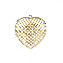 SEW-ON CROSSED HEART 4PC 29x31mm GOLD PENDANT