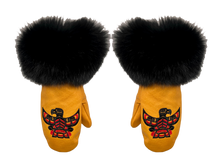 MITTENS LEATHER FUR GOLD EAGLE