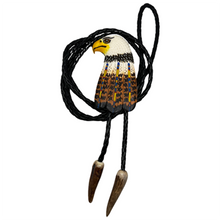BOLO TIE PAINTED EAGLE CARVED BONE