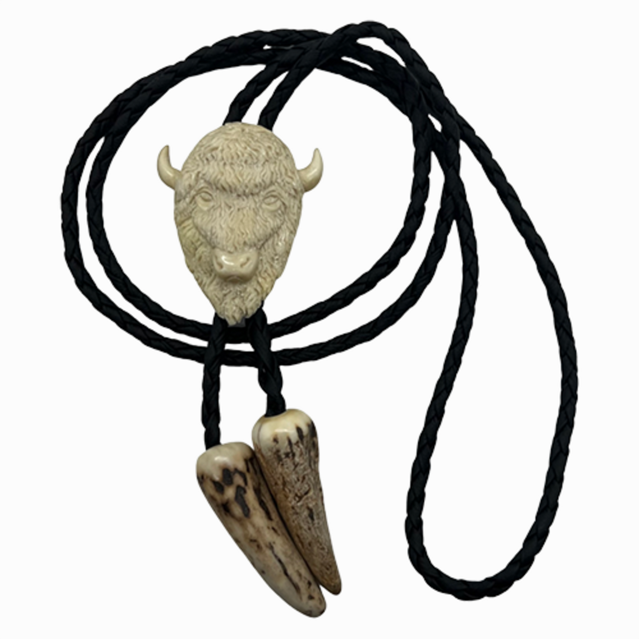 BOLO TIE PAINTED EAGLE CARVED BONE