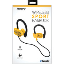 WIRELESS SPORT EARBUDS YELLOW COBY BLUETOOTH