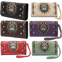 EMBROIDERED WOLF CLUTCH