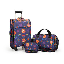 LUGGAGE 18" NATIVE FLORAL PURPLE 3PC CARRY ON