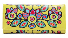 Artist Wallet Floral On Yellow By Norval Morrisseau