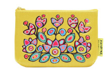 Artist Coin Purse Floral On Yellow By Norval Morrisseau