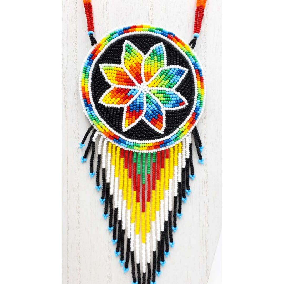Native American Style Beaded Medallion Necklace (Red Multi Thunderbird) -  Buybeaded-Wholesale