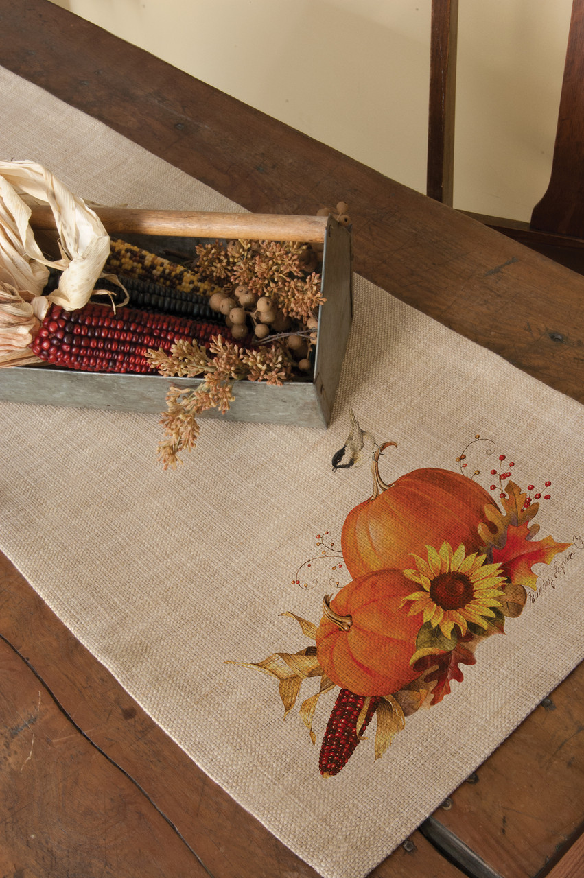 Harvest Pumpkin Burlap Table Runners Yourtablecloth