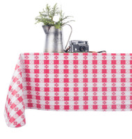 Checkered Vinyl Tablecloth in Red and White