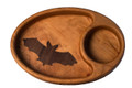 This custom made wooden bowl has a decorative bat inlay.  Use this bowl for veggies and dip or just for decoration or conversation piece.  Made Exclusively for Habitat For Bats LLC by Muhs