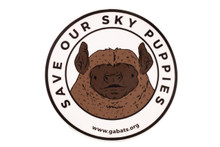 An excellent image of the "Save Our Sky Puppies" sticker close up with great details. The photographer worked for 10's of minutes to produce this high quality image for your enjoyment. Proceeds of "Sky Puppy" sticker sales goes to benefit the Georgia Bat Working Group, a great group of folks dedicated to helping bats in Georgia and beyond.