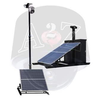 A2Z MPMS2 Modular Portable Mast Surveillance Skid Samples shown with popular Solar Power system for continuous, wireless video security 