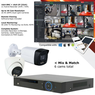 OEM D 16ch+ Six 4K IR + White Light Cams CCTV AI Security Camera System