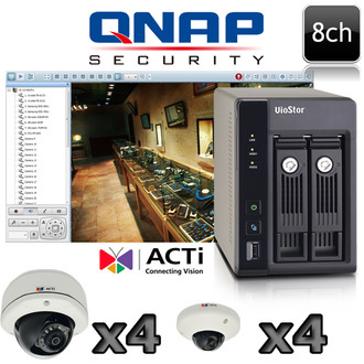 QNAP ACTI 8 channel Megapixel Dome IP Security Camera System
