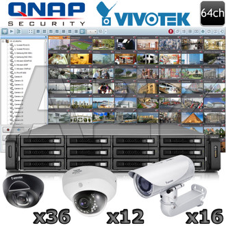QNAP Vivotek 64 channel Megapixel IR IP Security Camera System 