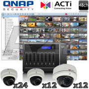 QNAP ACTi 48ch Megapixel IR Dome IP Security Camera System