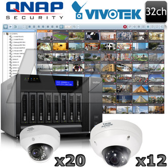 QNAP Vivotek 32ch 1080P HD IR Dome IP Security Camera System