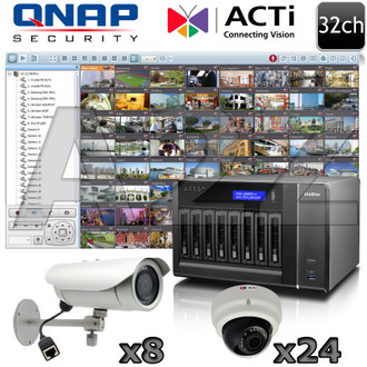 QNAP ACTi 32ch 3 Megapixel IR IP Security Camera System