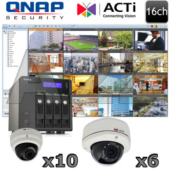 QNAP ACTI QA9 16ch 3 Megapixel IR Dome IP Security Camera System