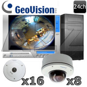Geovision 24 channel Fisheye/Dome IP Security Camera System GV12
