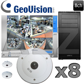 Geovision 8ch 2MP 360 Degree Fisheye IP Security Camera System GV8
