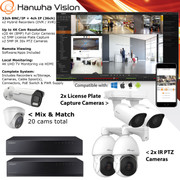 Hanwha 16x 4K Color 24/7 Cams + 2x License Plate Cams + 2x PTZ Cams - Elite 32ch Hybrid CCTV Camera System