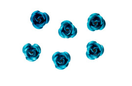 3d Metallic Flowers - Blue