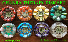 Image shows a finished set of eight 'Chakra Disks' (two for the Heart Chakra). Use your own artistic creativity and save hundreds of dollars by making these yourself using Dr. Horowitz's easy-to-follow instructions.