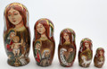 Silent Night Nativity Nesting 5 Piece Set | Religious Theme Matryoshka Nesting Doll