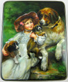 Girl with Puppies by Sverlova | Russian Lacquer Box