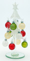 Mini Christmas Tree, Glass With Snowflakes Ornaments