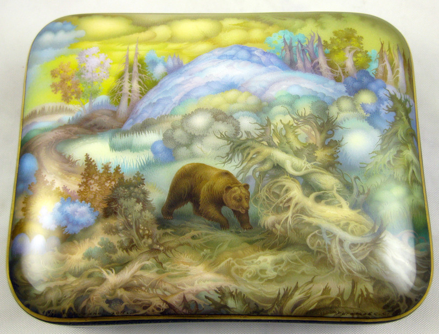 Landscape with a Bear | Fedoskino Lacquer Box