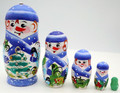 Snowman - Blue Scarf | Traditional Matryoshka Nesting Doll